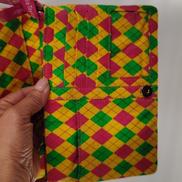 Bella Taylor Crossbody Bag Pink Patchwork Plaid Flap Over Magnetic Closure - Picture 6 of 10